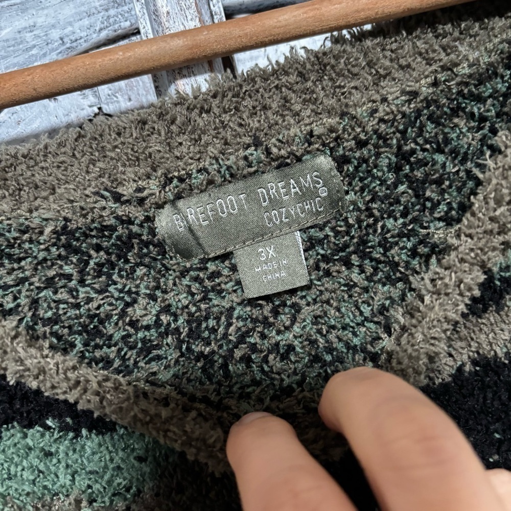Barefoot Dreams Seaside Crew Neck Pullover Dark Green/Black Camo Sweater size 3X - Picture 6 of 8